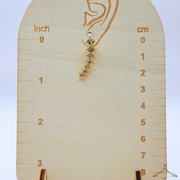 Gold Crystal Curve Drop Earrings - Picture 2 of 2